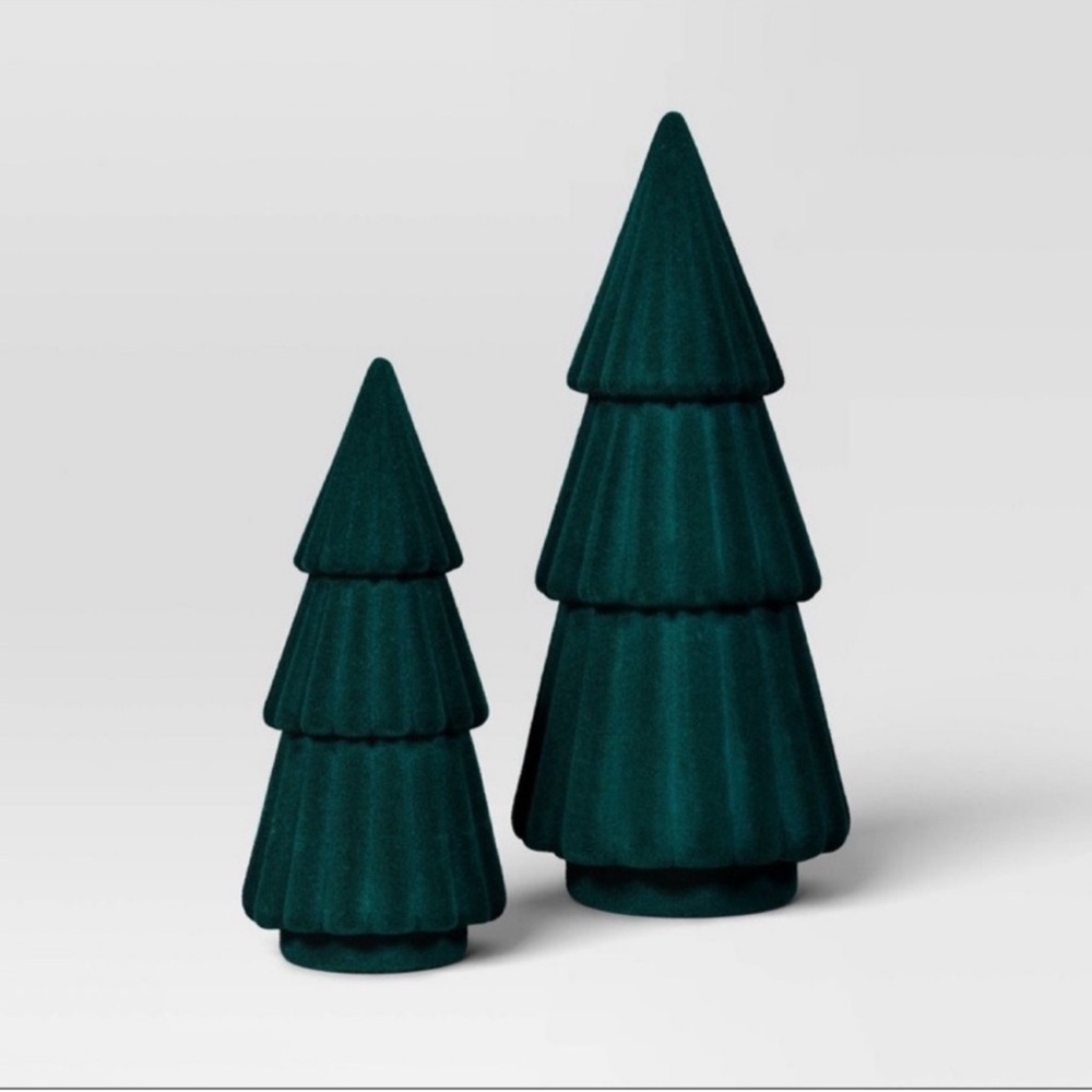 Set of 2 Flocked Trees in Green by Target Wondershop, New!